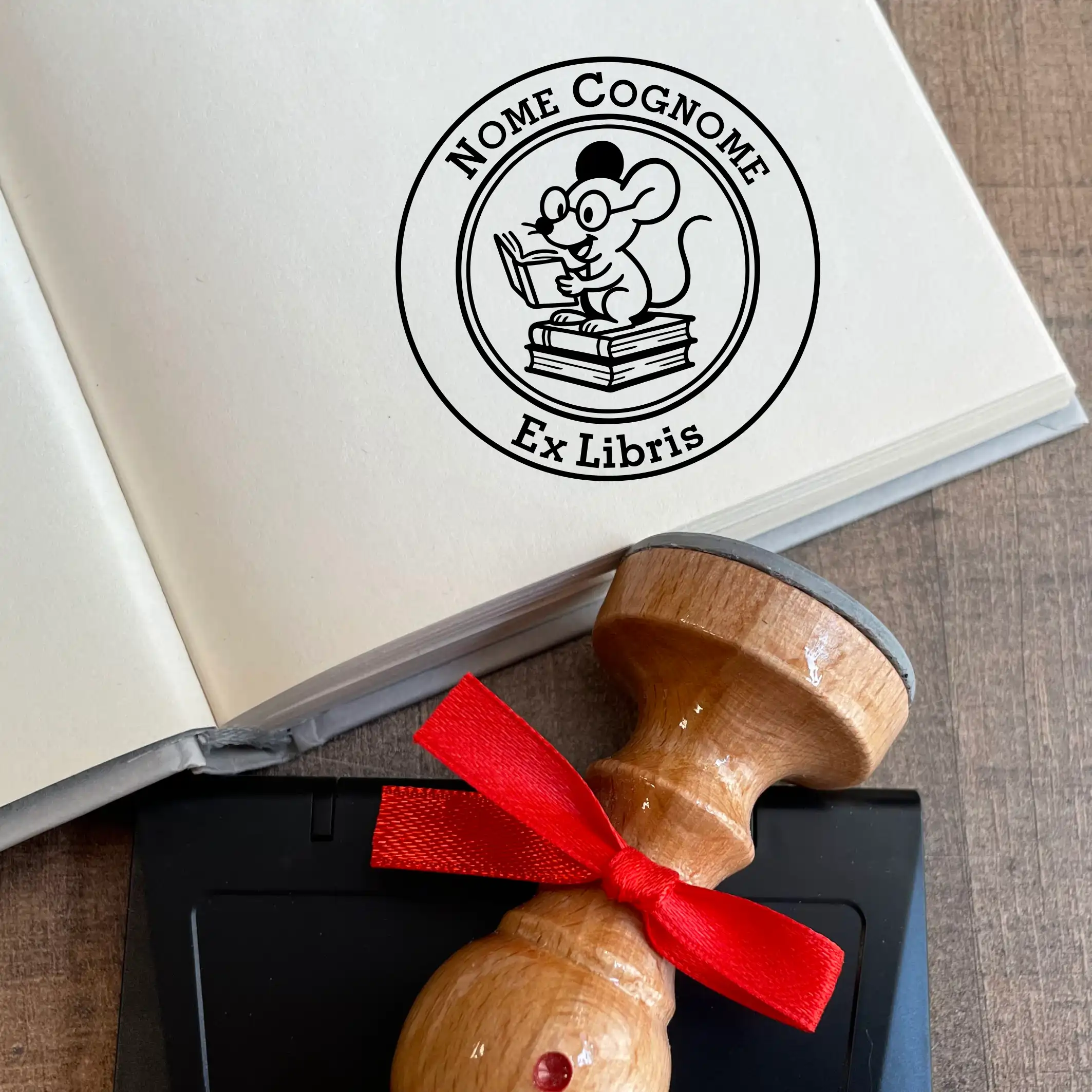 Timbro Ex Libris Topolino - d. 40 mm